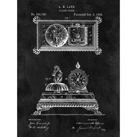 Alarm Clock - 1888-Black Black Modern Wood Framed Art Print with Double Matting by Sproul, Dan