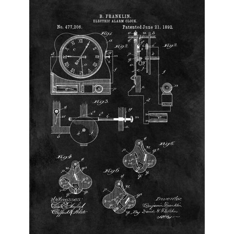 Electric Alarm Clock - 1892-Bla Gold Ornate Wood Framed Art Print with Double Matting by Sproul, Dan