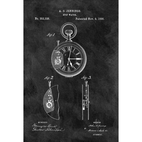 Stop Watch-Black Gold Ornate Wood Framed Art Print with Double Matting by Sproul, Dan