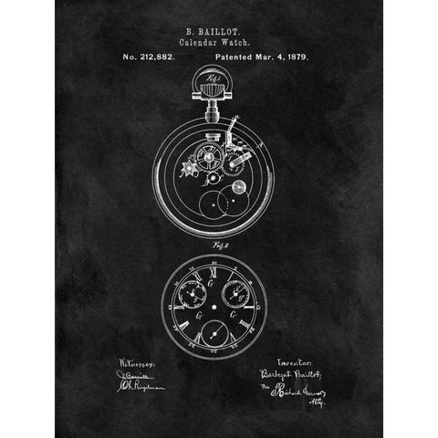 Calendar Watch - 1879-Black Gold Ornate Wood Framed Art Print with Double Matting by Sproul, Dan