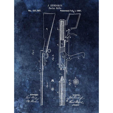 Parlor Rifle - 1881- Blue Black Modern Wood Framed Art Print by Sproul, Dan