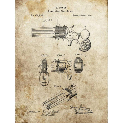 Revolving Fire Arms - 1874 Black Modern Wood Framed Art Print by Sproul, Dan