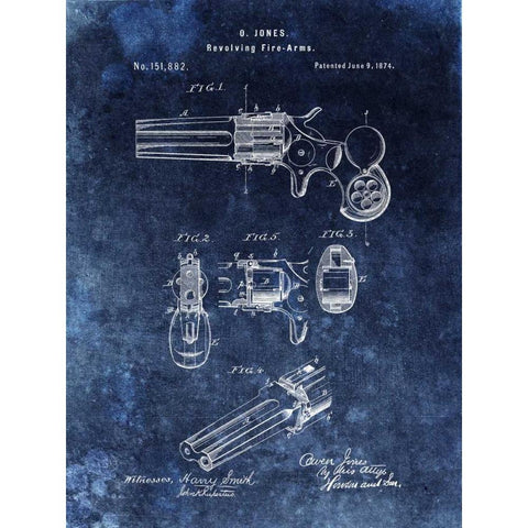 Revolving Fire Arms - 1874-Blue Black Modern Wood Framed Art Print with Double Matting by Sproul, Dan