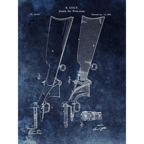 Firearm Stock,1859-Blue Black Modern Wood Framed Art Print with Double Matting by Sproul, Dan