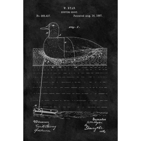 Hunting Decoy - 1887-Black Black Modern Wood Framed Art Print with Double Matting by Sproul, Dan