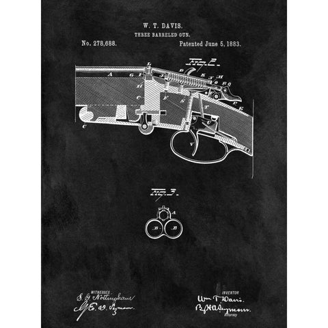 Three Barreled Gun - 1883-Black Gold Ornate Wood Framed Art Print with Double Matting by Sproul, Dan