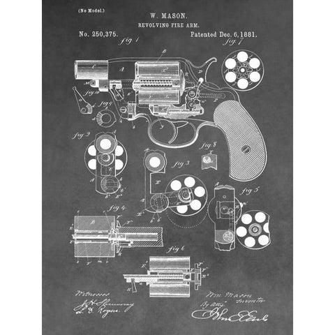 Revolving Firearm - 1881-Gray Gold Ornate Wood Framed Art Print with Double Matting by Sproul, Dan