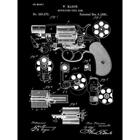 Revolving Firearm - 1881-Black Black Modern Wood Framed Art Print with Double Matting by Sproul, Dan