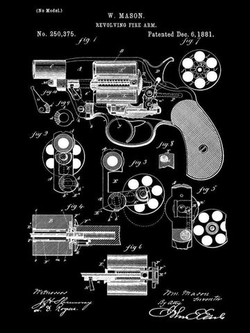 Revolving Firearm - 1881-Black Black Ornate Wood Framed Art Print with Double Matting by Sproul, Dan