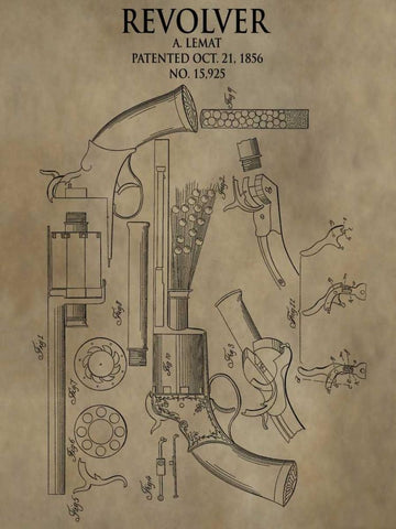 Revolver. 1856 White Modern Wood Framed Art Print with Double Matting by Sproul, Dan