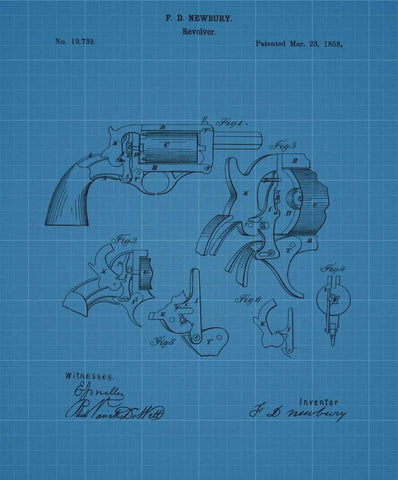 Revolver - 1858 White Modern Wood Framed Art Print with Double Matting by Sproul, Dan