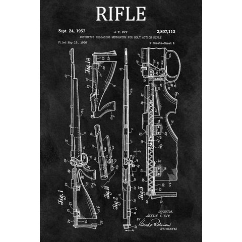 Bolt Action Mechanisim - 1956-C White Modern Wood Framed Art Print by Sproul, Dan