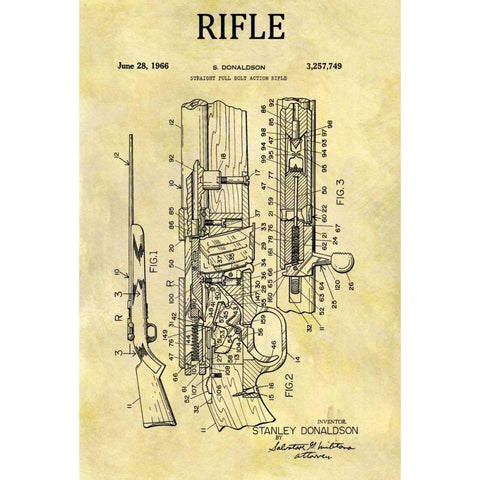 Straight Full Bolt Action Rifl Gold Ornate Wood Framed Art Print with Double Matting by Sproul, Dan