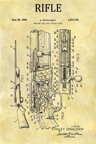Straight Full Bolt Action Rifl White Modern Wood Framed Art Print with Double Matting by Sproul, Dan