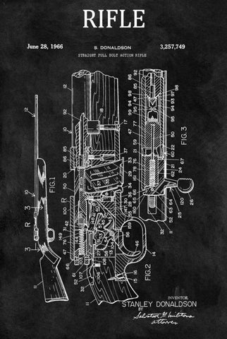 Straight Full Bolt Action Rifl White Modern Wood Framed Art Print with Double Matting by Sproul, Dan