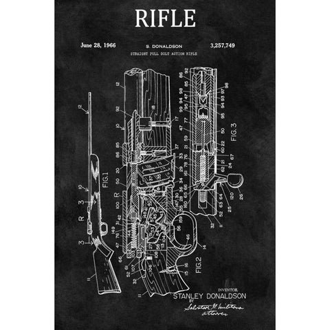 Straight Full Bolt Action Rifl Black Modern Wood Framed Art Print by Sproul, Dan