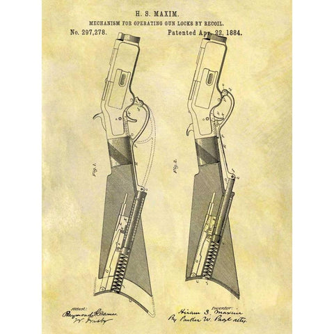 Gun Lock Recoil - 1884 Black Modern Wood Framed Art Print by Sproul, Dan