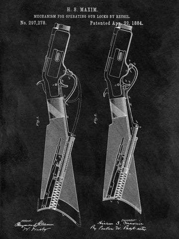 Gun Lock Recoil - 1884-Chalkboa White Modern Wood Framed Art Print with Double Matting by Sproul, Dan