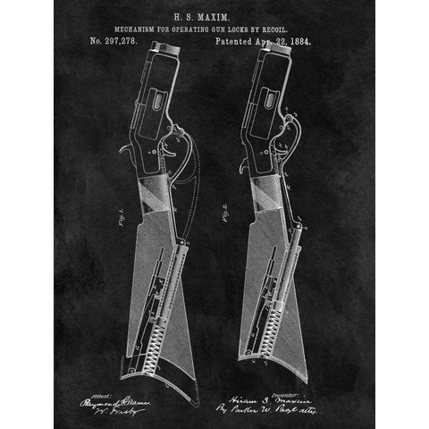 Gun Lock Recoil - 1884-Chalkboa Gold Ornate Wood Framed Art Print with Double Matting by Sproul, Dan
