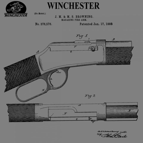 Winchester Magazine Fire Arm, Black Modern Wood Framed Art Print by Sproul, Dan