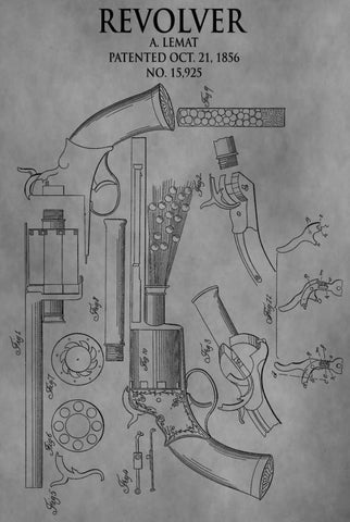 Revolver - 1856 White Modern Wood Framed Art Print with Double Matting by Sproul, Dan