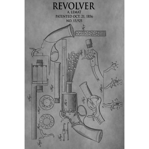 Revolver - 1856 Black Modern Wood Framed Art Print by Sproul, Dan