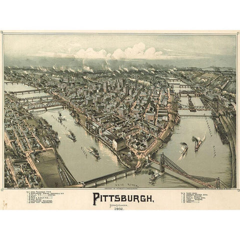 Pittsburgh Gold Ornate Wood Framed Art Print with Double Matting by Sproul, Dan