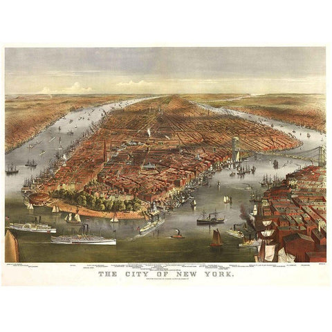 The City of New York Gold Ornate Wood Framed Art Print with Double Matting by Sproul, Dan