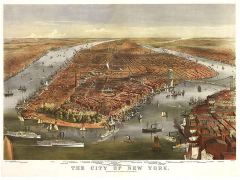 The City of New York Black Ornate Wood Framed Art Print with Double Matting by Sproul, Dan