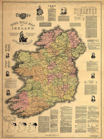 Home Rule Map of Ireland White Modern Wood Framed Art Print with Double Matting by Sproul, Dan