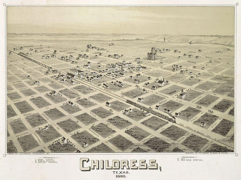 Childress, TX - 1890 White Modern Wood Framed Art Print with Double Matting by Sproul, Dan