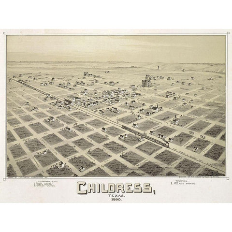 Childress, TX - 1890 Gold Ornate Wood Framed Art Print with Double Matting by Sproul, Dan