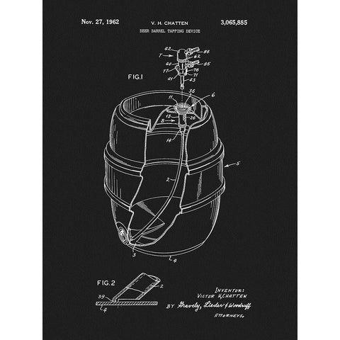 Beer Barrel 1962 Black Modern Wood Framed Art Print with Double Matting by Sproul, Dan