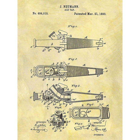 Ale Tap 1893 Black Modern Wood Framed Art Print by Sproul, Dan