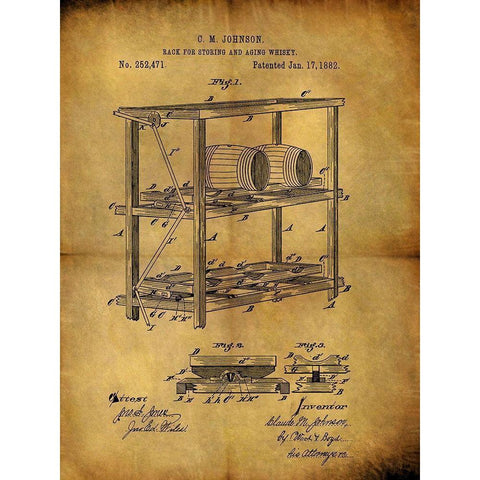 Aging Whiskey 1882 Black Modern Wood Framed Art Print with Double Matting by Sproul, Dan