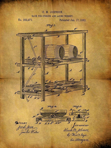 Aging Whiskey 1882 White Modern Wood Framed Art Print with Double Matting by Sproul, Dan