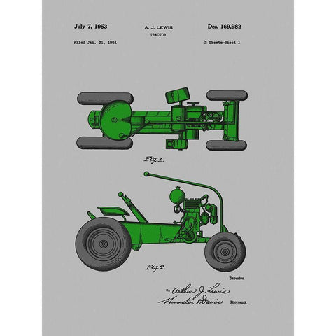 Tractor 1953 White Modern Wood Framed Art Print by Sproul, Dan