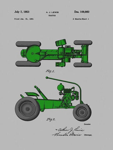 Tractor 1953 White Modern Wood Framed Art Print with Double Matting by Sproul, Dan