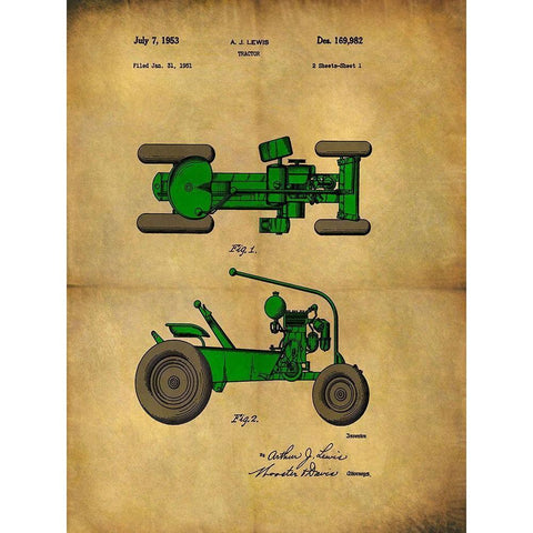 Tractor 1953 - II White Modern Wood Framed Art Print by Sproul, Dan