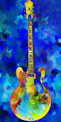 Guitar Black Ornate Wood Framed Art Print with Double Matting by Sproul, Dan