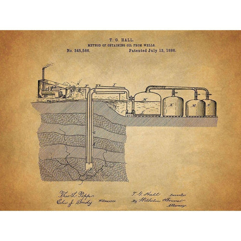 Oil Wells 1886 Black Modern Wood Framed Art Print with Double Matting by Sproul, Dan