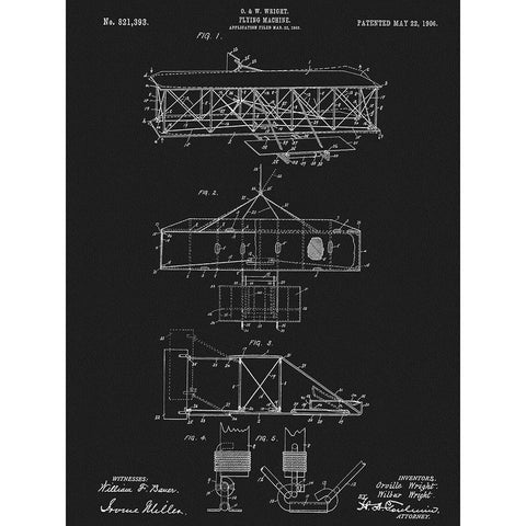 Flying Machine 1906 White Modern Wood Framed Art Print by Sproul, Dan