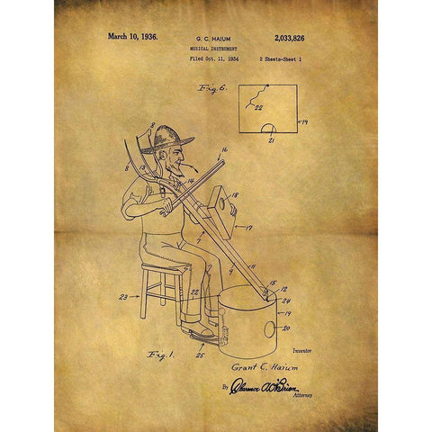 Musical Instrument 1936 Black Modern Wood Framed Art Print by Sproul, Dan