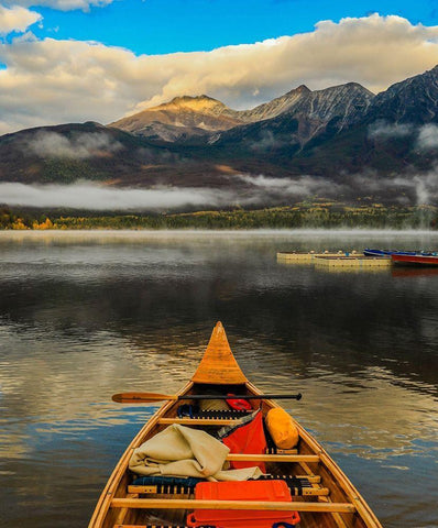 Canoe White Modern Wood Framed Art Print with Double Matting by Sproul, Dan