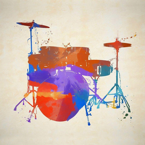 Drums Black Modern Wood Framed Art Print with Double Matting by Sproul, Dan