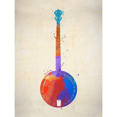 Banjo Black Modern Wood Framed Art Print with Double Matting by Sproul, Dan