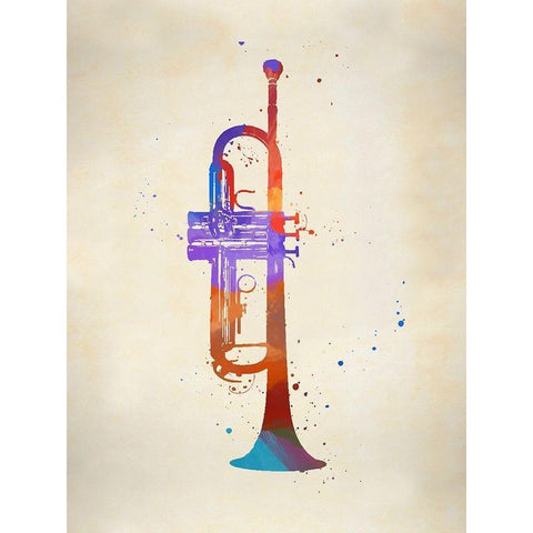 Brass I Trumpet White Modern Wood Framed Art Print by Sproul, Dan