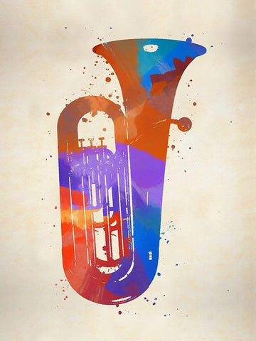 Brass II Tuba Black Ornate Wood Framed Art Print with Double Matting by Sproul, Dan