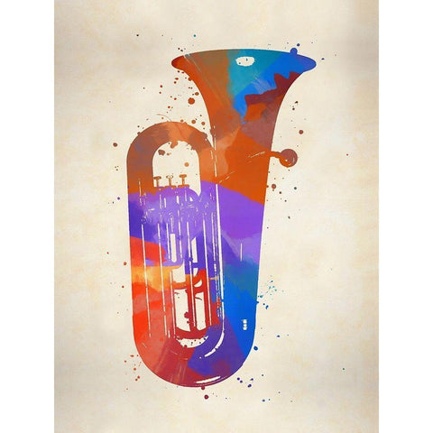 Brass II Tuba Gold Ornate Wood Framed Art Print with Double Matting by Sproul, Dan
