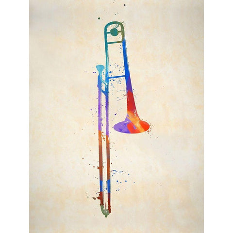 The Slid Trombone White Modern Wood Framed Art Print by Sproul, Dan
